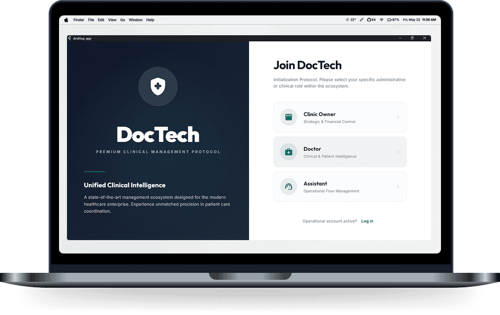 MeaDoc Clinic Dashboard on MacBook Pro Mockup