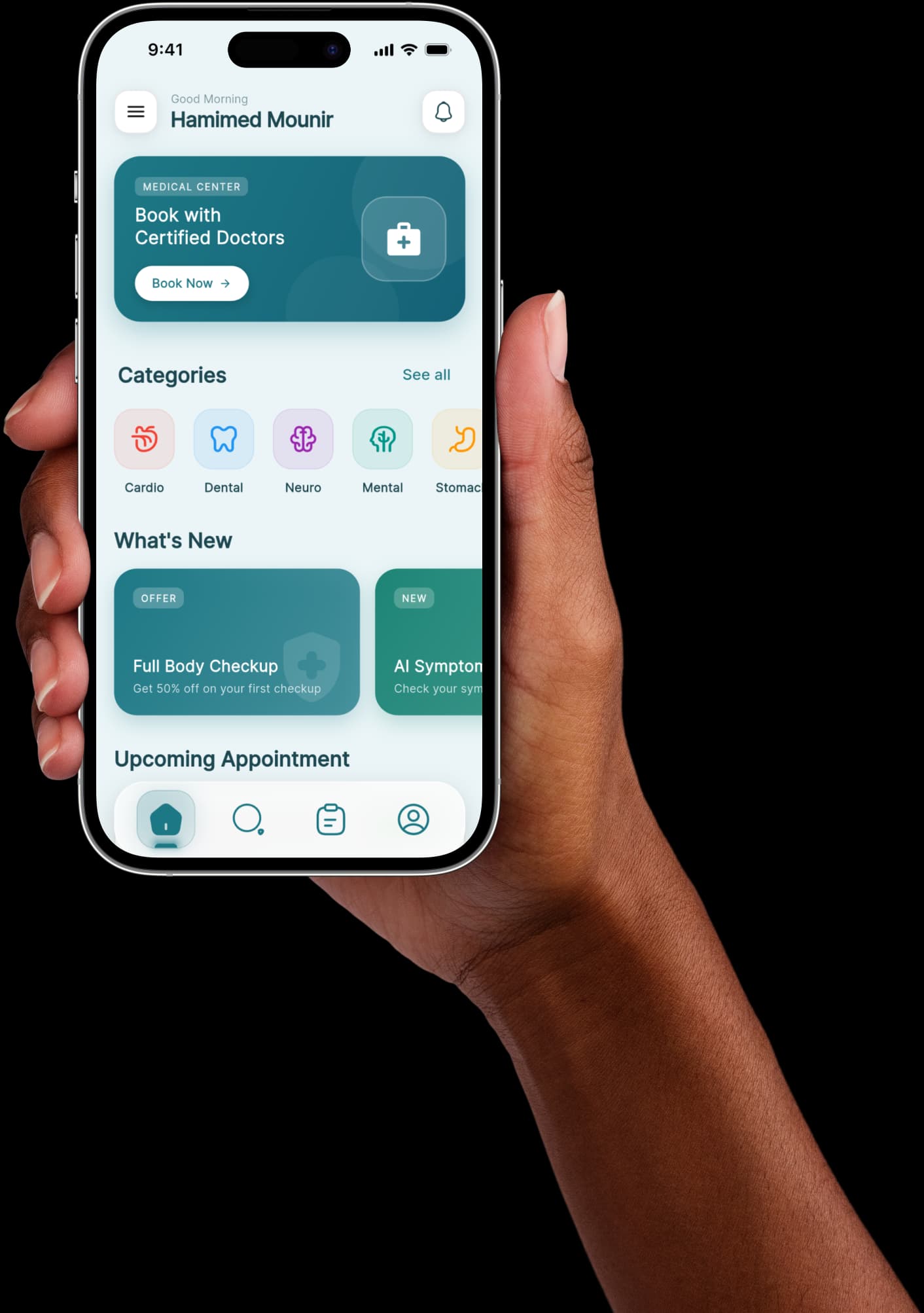 MeaDoc Mobile App Light Mode UI Mockup
